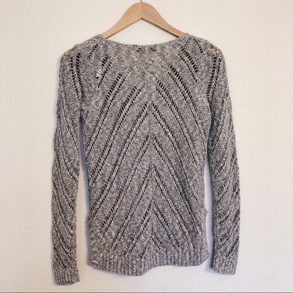 Loft Chevron Pointelle Knit Sweater - Picture 3 of 3